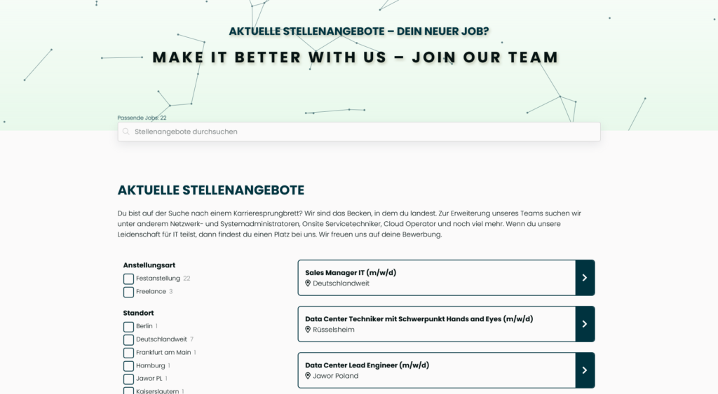 ITCA - Stellengesuche mit Filter